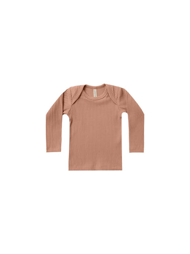 Quincy Mae Organic Ribbed Longsleeve, Terracotta